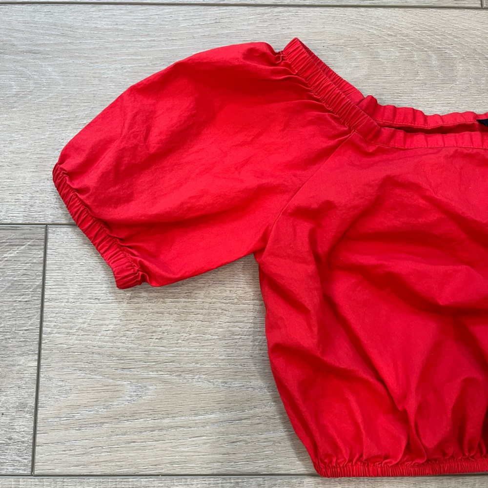 MADEWELL off the shoulder bubble top in true red size XS - Picture 3 of 11